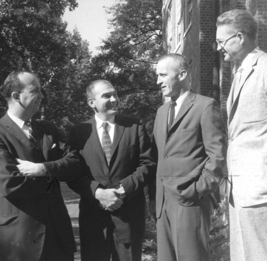 From left to right: Robinson O. Everett, Ray Hall, J. Dickson Phillips, and Seymour Wurfel.
